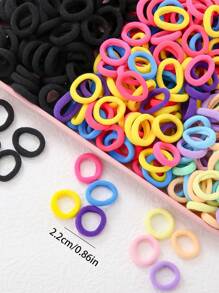 300 piezas/set Coleteros básicos de colores Scrunchies para niñas, sujetadores de coleta, accesorios para el cabello libres de daños para uso diario - Multicolor - Ver 4