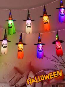 1PC 4 Lantern And Wizard Hat Combination Horror Lantern, 5 Series Of Lanterns, DIY Styling, Luminous Lantern, Courtyard Decoration Atmosphere Light, Design Luminous  Hat, Wizard Hat, Role-Playing Hat, Luminous Hat, Luminous Pendant Lamp, Entrance Decoration Paper Lamp, Multi-Color Selection Halloween Ghost Face Shaped Night Light, Retro Oil Lamp, Decorative Lighting, Halloween Decoration Skeleton Light, LED Lighting, Skeleton Candle Pendant, Horror Atmosphere Decoration Prop, Horror Atmosphere Decoration Prop LED Electronic Candle Light, LED Night Light Pumpkin Halloween Decoration Prop Desktop Decoration, Golden Pumpkin, Yellow Pumpkin Plant Series Halloween Warm Night Light, Gift For Friends, Parents, Best Friends, Surprise Birthday Gift, Party Gift, Desktop Decoration, Horror Atmosphere Gift Halloween Decoration Room Decor Halloween Garden Decor For Gift Fairy Holiday Decor Festival Decor - Multicolor - View 2