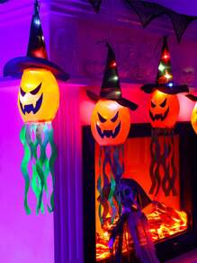 1PC 4 Lantern And Wizard Hat Combination Horror Lantern, 5 Series Of Lanterns, DIY Styling, Luminous Lantern, Courtyard Decoration Atmosphere Light, Design Luminous  Hat, Wizard Hat, Role-Playing Hat, Luminous Hat, Luminous Pendant Lamp, Entrance Decoration Paper Lamp, Multi-Color Selection Halloween Ghost Face Shaped Night Light, Retro Oil Lamp, Decorative Lighting, Halloween Decoration Skeleton Light, LED Lighting, Skeleton Candle Pendant, Horror Atmosphere Decoration Prop, Horror Atmosphere Decoration Prop LED Electronic Candle Light, LED Night Light Pumpkin Halloween Decoration Prop Desktop Decoration, Golden Pumpkin, Yellow Pumpkin Plant Series Halloween Warm Night Light, Gift For Friends, Parents, Best Friends, Surprise Birthday Gift, Party Gift, Desktop Decoration, Horror Atmosphere Gift Halloween Decoration Room Decor Halloween Garden Decor For Gift Fairy Holiday Decor Festival Decor - Multicolor - View 5