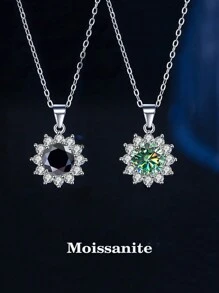 1 件奢华百搭 925 银 1 克拉莫桑石钻石项链，适合女性日常佩戴、派对、节日、情人节、圣诞节、结婚纪念日 - 女士珠宝礼物 - 項鍊 - 查看 1