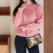 Multicolor Patchwork Pattern Cross-Body Sling Bag, Fashionable Small Shoulder Bag For Shopping And Daily Use - Multicolor - View 5