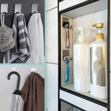 1 件剃须刀架剃须刀挂钩挂架自粘式不锈钢实用储物钩淋浴挂钩适用于剃须刀浴室厨房收纳架适用于插头浴袍毛巾丝瓜络浴袍外套 - 銀色 - 查看 5