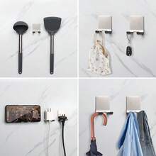 1 件剃须刀架剃须刀挂钩挂架自粘式不锈钢实用储物钩淋浴挂钩适用于剃须刀浴室厨房收纳架适用于插头浴袍毛巾丝瓜络浴袍外套 - 銀色 - 查看 7