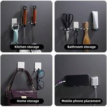 1 件剃须刀架剃须刀挂钩挂架自粘式不锈钢实用储物钩淋浴挂钩适用于剃须刀浴室厨房收纳架适用于插头浴袍毛巾丝瓜络浴袍外套 - 銀色 - 查看 8