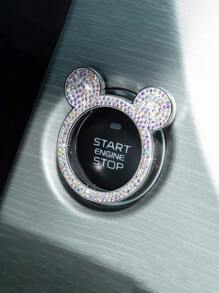 1pc Crystal Bling Car Engine Start Button Decorative Sticker