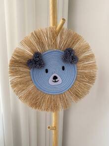 手工编织卡通熊圆形挂件家居装饰卡通装饰壁挂卧室墙壁装饰客厅墙壁装饰挂件1件 - 彩色 - 查看 4