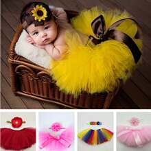Conjunto de Saia + Faixa de Cabeça para Bebês Recém-Nascidas Meninas, Conjunto de Saia Tutu e Faixa de Cabeça, Faixa de Cabelo com Flor, Fantasia de Bebê e Criança Pequena, Acessório de Fotografia Princesa, Presente de Chá de Bebê, Decorações Familiares, Presentes de Chá de Bebê e Páscoa para Meninas/Meninos