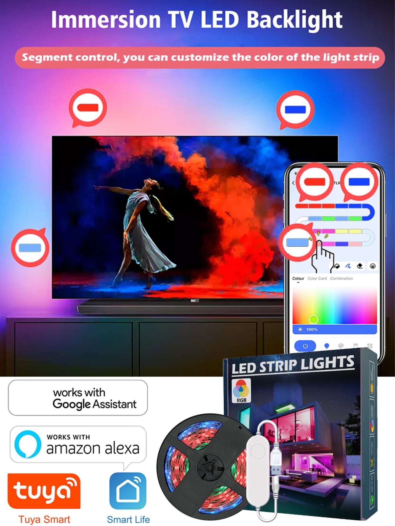 ไฟเส้น LED RGBIC แบบมีที่อยู่ Dreamcolor ยาว 3 ม. - 20 ม. พร้อมควบคุม ...