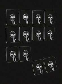 10pcs Acrylic Transparent Hooks, Suitable For Kitchen And Bathroom