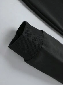 男友风格男士新款时尚连帽运动衫，休闲日常抽绳梵高印花运动运动衫，正面袋鼠口袋，男友风格男士上衣 - 黑色 - 查看 3