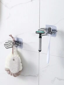 1pc  Bathroom Wall Mounted Leaf Toothbrush Razor Holder Bathroom Multifunctional Wall Mounted Leaf Toothbrush Holder - Multicolor - View 3