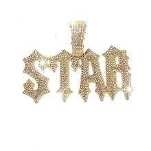 1 pieza Collar con colgante de letra de estrella de cristal de imitación de aleación con cadena de cuerda, accesorio de joyería de moda unisex - colgante de letra - Ver 17