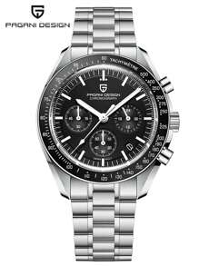 PAGANI DESIGN 2025 新款男士手表，男士顶级豪华石英表，带自动日期、测速仪、计时码表、蓝宝石水晶，PD1701 - 黑色 - 查看 2