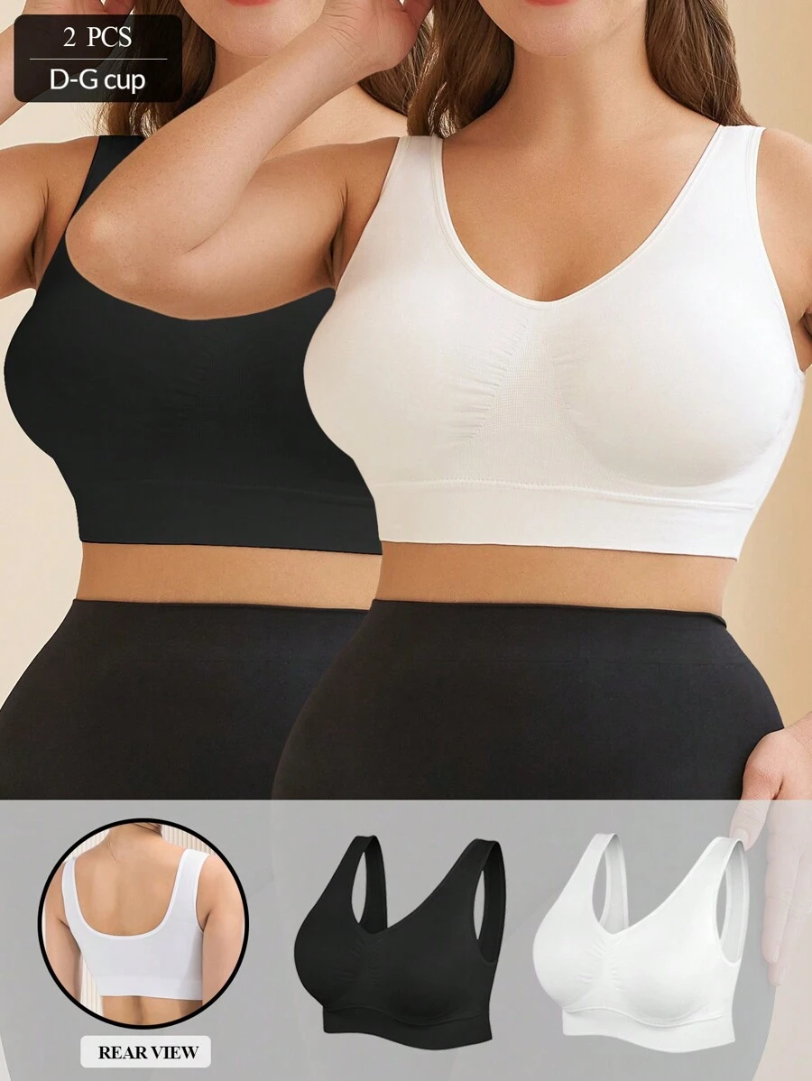 2PCS/Set Plus Seamless Wireless Sports Bras - Multicolor - View 1