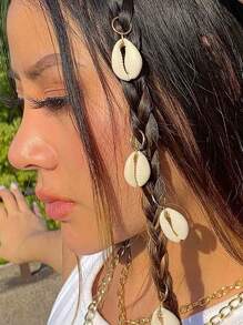 CECILLIA 波西米亚贝壳发圈编发圈套装脏辫发圈发夹金色编发圈编发夹发圈装饰发饰脏辫发饰女士女孩（金色贝壳），金色头饰，学习用品 - 彩色 - 查看 6