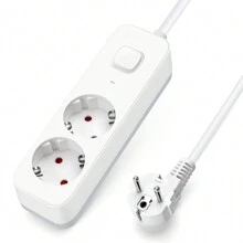 Aigostar Regleta Enchufes, Alargador Enchufe de 2 Enchufes con Interruptor, Cable de 3 Metros, Blanco - Enchufe EU Tipo F(220-240V) - Ver 5
