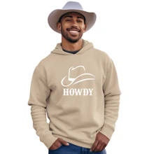 Moletom Canguru Peluciado Cowboy Howdy Masculino Estilo e Conforto Casaco de Frio Sweatshirt