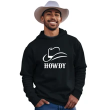 Moletom Canguru Peluciado Cowboy Howdy Masculino Estilo e Conforto Casaco de Frio Sweatshirt