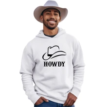Moletom Canguru Peluciado Cowboy Howdy Masculino Estilo e Conforto Casaco de Frio Sweatshirt