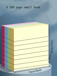 1 Book Of 200pcs Small/Large Size Colorful Lined Self-Stick Notes Memos For Office, Reusable & Writable Sticky Notes School Supplies, Back To School