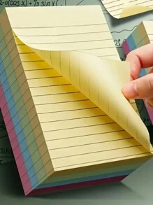 1 Book Of 200pcs Small/Large Size Colorful Lined Self-Stick Notes Memos For Office, Reusable & Writable Sticky Notes School Supplies, Back To School