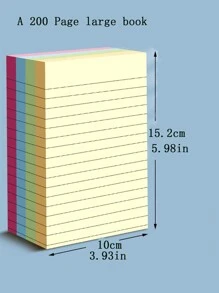 1 Book Of 200pcs Small/Large Size Colorful Lined Self-Stick Notes Memos For Office, Reusable & Writable Sticky Notes School Supplies, Back To School