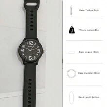 1pc Women Quartz Wrist Watch With Silicone Strap, Digital Scale, Elegant Minimalist Design, For Student/Sport
