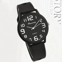 1pc Women Quartz Wrist Watch With Silicone Strap, Digital Scale, Elegant Minimalist Design, For Student/Sport