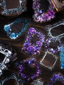 15pcs Exquisite Vintage Photo Frame Stickers - PET Waterproof Stickers, Halloween Theme Stickers, Handmade DIY Decorative Splicing Stickers, Back-To-School Learning Stationery & Gift Wrapping Decorative Stickers, For Halloween Party