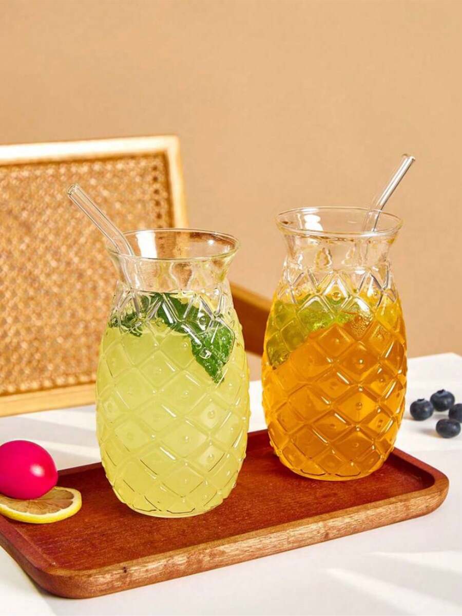 1 pièce Verre à cocktail au design d'ananas, verre à vin transparent, verres à champagne créatifs, tasses à boire, pour bar, pub, club, restaurant, usage domestique, articles de verrerie, sans paille - Multicolore - Voir 1
