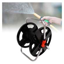 Debao Hand Cranked Hose Reel, Practical Water Pipe Storage Shelf Aluminium Tube Garden Hose Reel Wall-Mounted Water Hose Reel