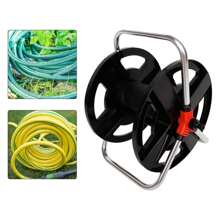Debao Hand Cranked Hose Reel, Practical Water Pipe Storage Shelf Aluminium Tube Garden Hose Reel Wall-Mounted Water Hose Reel