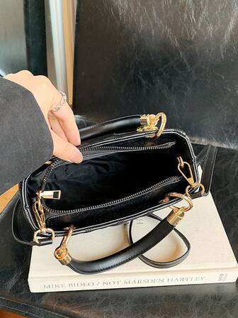 女士大容量手提包，奢华女包，黑色刺绣菱形图案斜挎包，时尚女士包包优雅