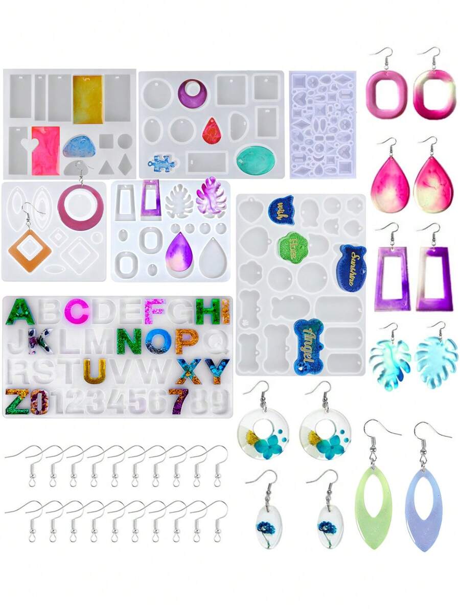 Resin Jewelry Molds,UV Resin Earring Mold With Holes, Dog Tag Molds For Resin Alphabet Epoxy Resin Mold  Necklace Pendant Moldes Para Resina Epoxica For Girls Female - Silicone Mold - View 1