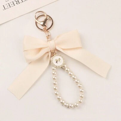 Pearl Bow Phone Lanyard, Keychain, Versatile Bag Charm