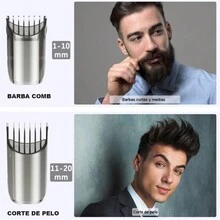 Cortapelos Multifuncional 5 en 1 para Hombres - Recortadora de Barba, Cuerpo, Bigote y Nariz, Kit Recargable por USB, con Pantalla de Precisión Ajustable y Cuchillas Autoafilables - Negro - Ver 5