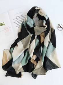 1pc Elegant Women's Tartan Print Scarf Hijab, Headscarf, Beach Towel, Daily Wear, Festival Decoration Scarf - Multicolor - View 11