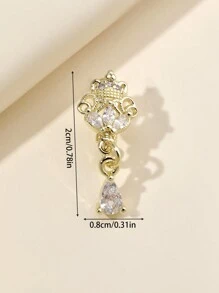 1 件装金色水钻皇冠和泪珠形夹式鼻环（女款） - 鼻夾 - 查看 3