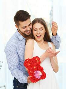 9.8in Rose Flower Bear Gifts For Women, Mother's Day Rose Teddy Bear Gifts For Women Mom, Artificial Flower Bear Valentines Day Gifts For Girlfriend Wife Her, Birthday Gifts For Mom Women Sister