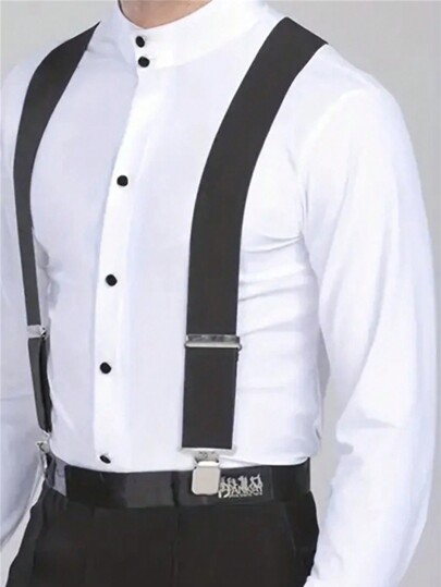 Bretelle extra large da uomo, larghe 3,5 cm, con schiena a X, elastiche e regolabili, con 4 clip resistenti - bretelle in maglia di poliestere dallo stile casual, ideali come regalo per outfit da uscita, matrimonio, festa, accessori autunno-inverno, costumi di Ognissanti, adatte per adolescenti, giovani, uomini, uso casual, all'aperto, atletico, vacanze, regali di laurea, compleanni, uso quotidiano