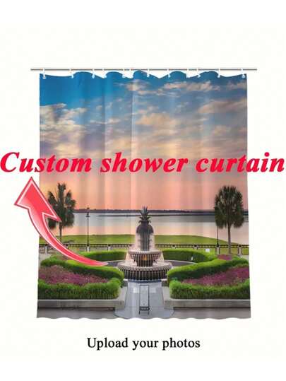 1pc Customized Flannel Shower Curtain, Super Thick & Soft, Suitable For Living Room, Sofa, Bedroom, Car Interior, Personalized Image Gift For Friends & Family, Applicable For All Seasons Home Bathroom Decor Fall Decor Bathroom Accessories Back To School