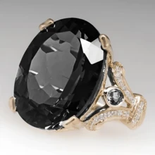 奢华椭圆形切割红宝石和方晶锆石永恒承诺/结婚戒指礼物 - 粉色 - 查看 3