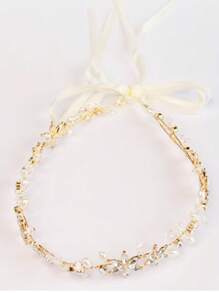 1 件儿童公主水晶花环头饰，花童生日、舞蹈、钢琴演奏、T 台配饰，银色和金色