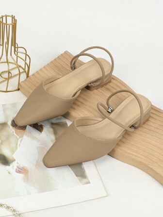 Women's Fashionable French Style Two-Way Sandals, Thick Low-Heeled Closed-Toe Half-Slippers, Fashionable Party Commuting Style