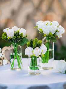 1pc helder glas bloemenvaas met rechte hals, kleine/middelgrote/grote glazen vaas, rozenbloemhouder, woondecoratie, kantoordecoratie, slaapkamerdecoratie