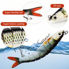 8 Segment Swimbait Lures Fishing Lures Hard Bait Minnow VIB Lure With Treble Hook Life-Like Swimbait Fishing Bait 3D Fishing Eyes Popper Crankbait Vibe Sinking Lure For Bass Trout Walleye