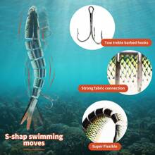 8 Segment Swimbait Lures Fishing Lures Hard Bait Minnow VIB Lure With Treble Hook Life-Like Swimbait Fishing Bait 3D Fishing Eyes Popper Crankbait Vibe Sinking Lure For Bass Trout Walleye