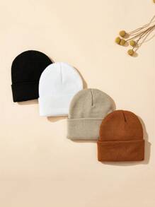 1pc Solid Color Knitted Hat Newborn Baby Hat Stylish Cute Winter Hat For Boys And Girls Skullcap