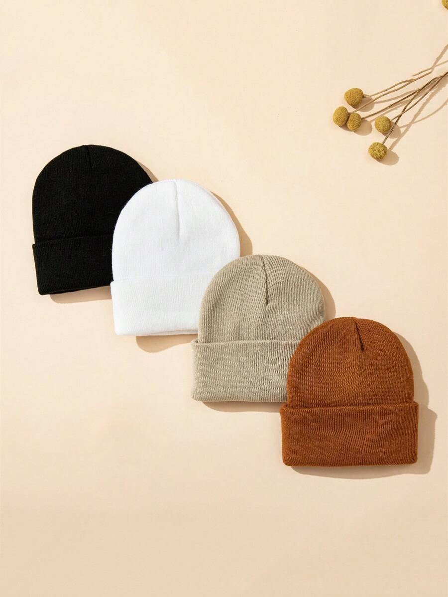1pc Solid Color Knitted Hat Newborn Baby Hat Stylish Cute Winter Hat For Boys And Girls Skullcap