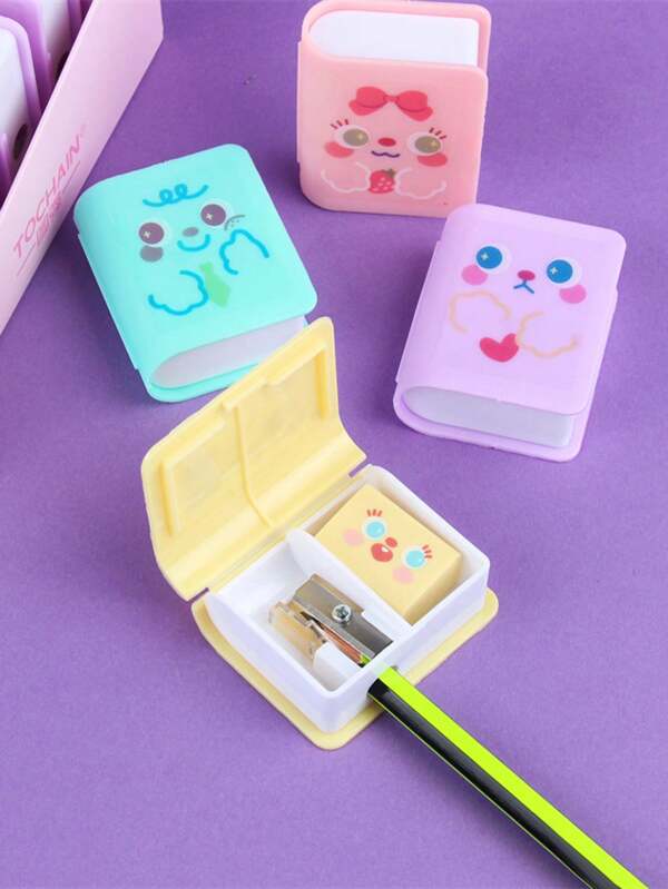 2-4 قطع منظم قلم رصاص بتصميم كرتون معبر عفوي وجميل على شكل كتاب، أدوات قرطاسية للتعلم، جائزة صغيرة وهدية صغيرة، منظم قلم رصاص ثلاثي الأبعاد مخصص لمكتب، ديكور صغير متعدد الوظائف لمنظم القلم الرصاص
